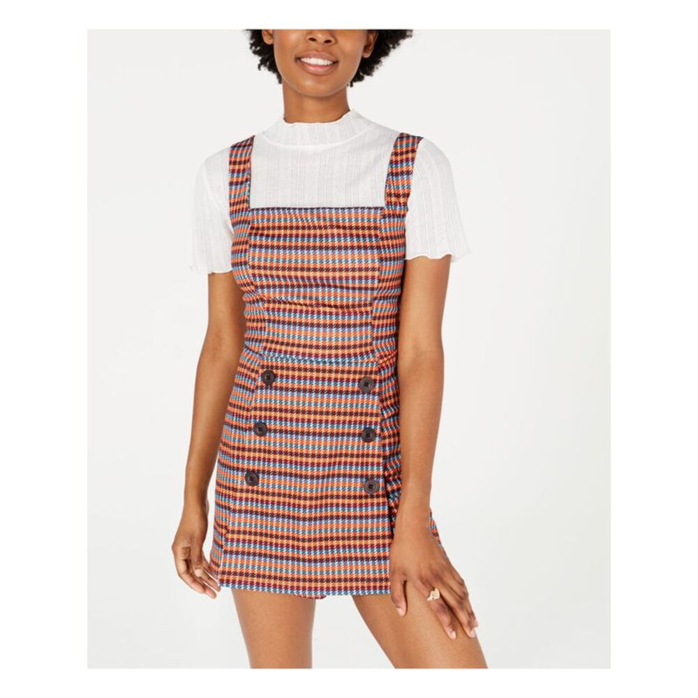 FISHBOWL Womens Romper Orange Sleeveless Square Neck Printed Juniors XXS